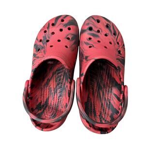 Crocs Classic Clogs Red Black Marble Tie Dye Mens 8 Womens 10